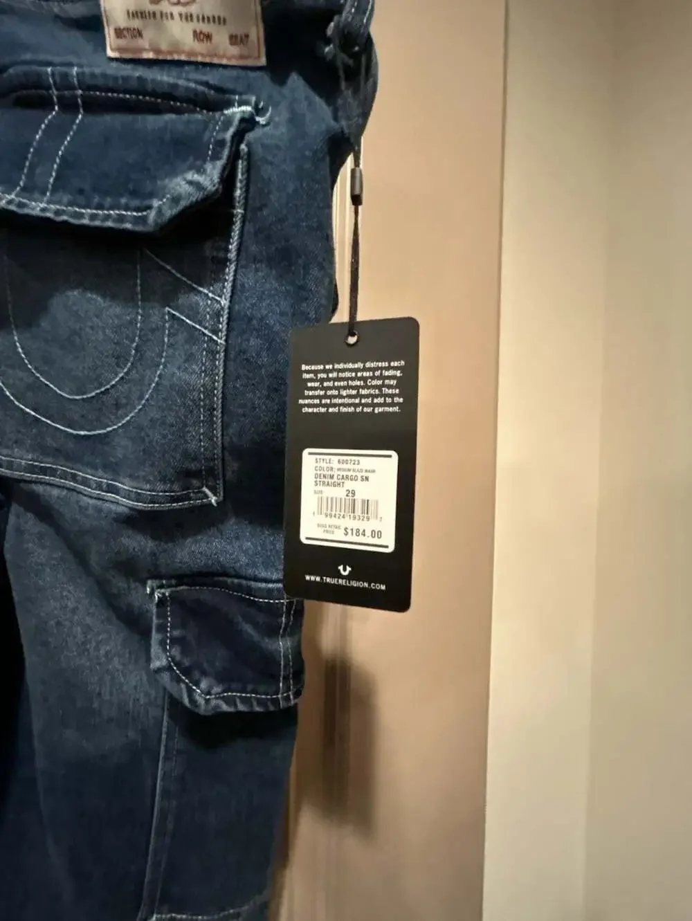 True Religion Denim Cargo Straight Leg Jeans